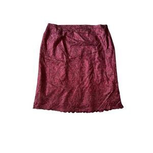 Lafayette 148 burgundy maroon silk ruffle skirt sz 20